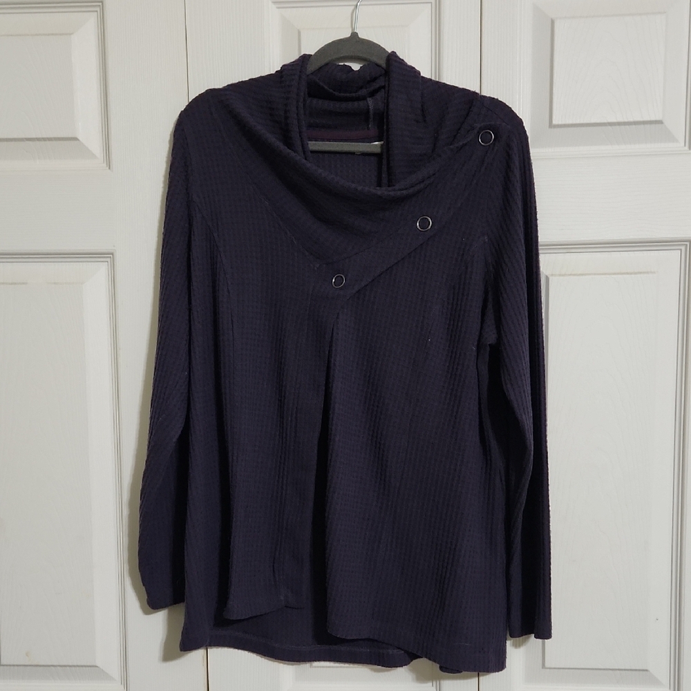 Maurices Midnight Purple Cowl Neck Waffle Thermal.